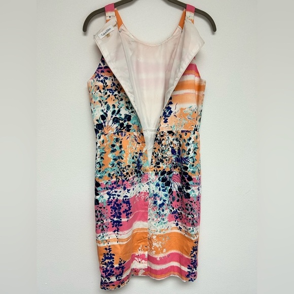 Calvin Klein Colorful Sleeveless Dress Orange White Pink Navy Blue Size 8 EUC​​ - Picture 4 of 5